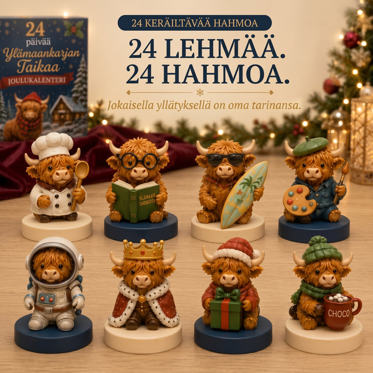 Nelipäiväinen skotlantilainen ylämaankarja-adventtikalenteri