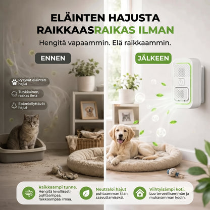 Ionisoiva ilmanpuhdistin lemmikkien hajujen vähentämiseen