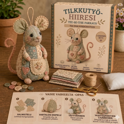 Täydellinen tee-se-itse-setti tilkkutyöhiiren valmistukseen - Sisältää kaikki materiaalit