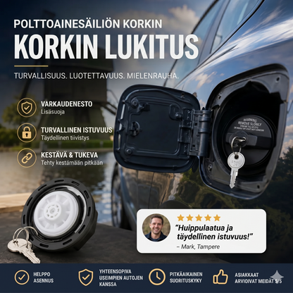 Lukittava polttoainekorkki avaimella