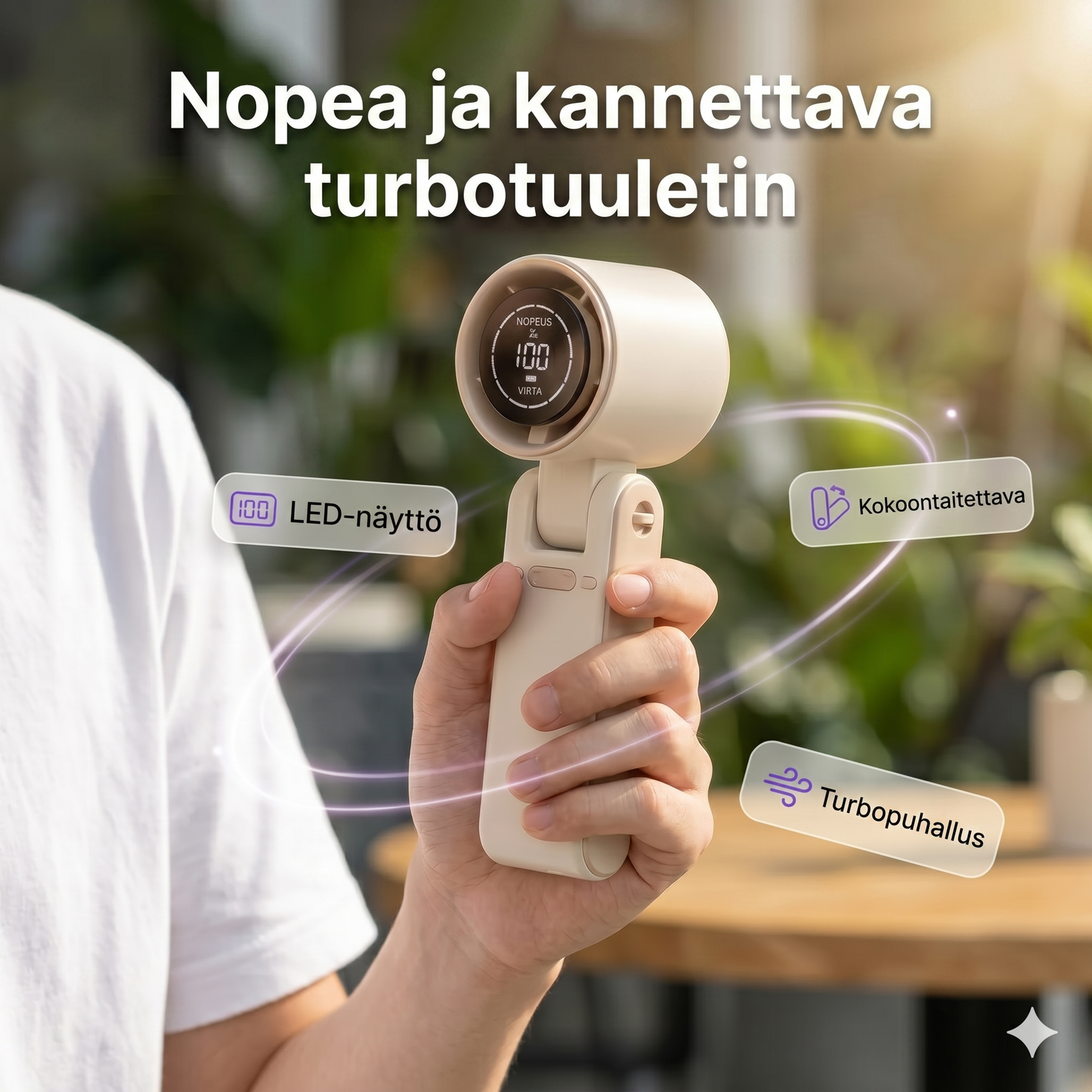 Kannettava käsituuletin digitaalisella LED-näytöllä