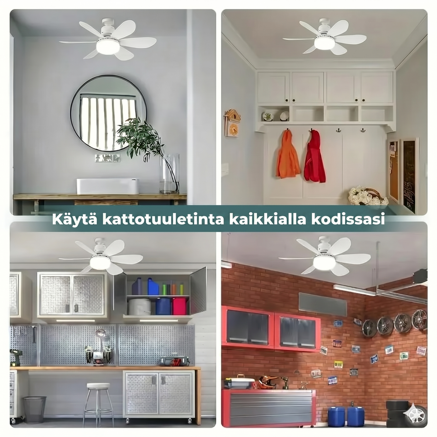 2-in-1 Kannettava kattotuuletin ja lamppu kaukosäätimellä