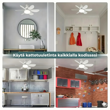 2-in-1 Kannettava kattotuuletin ja lamppu kaukosäätimellä