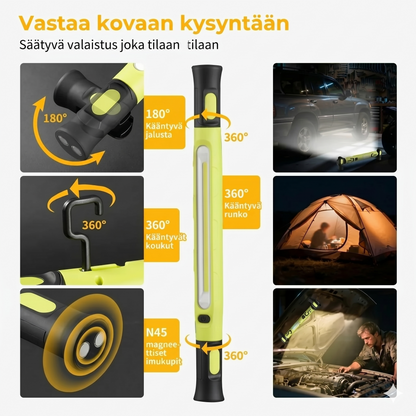 Ladattava työvalopalkki – 3000 LM, IPX4-vedenpitävä & 360° koukku!