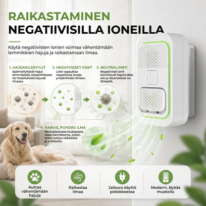 Ionisoiva ilmanpuhdistin lemmikkien hajujen vähentämiseen
