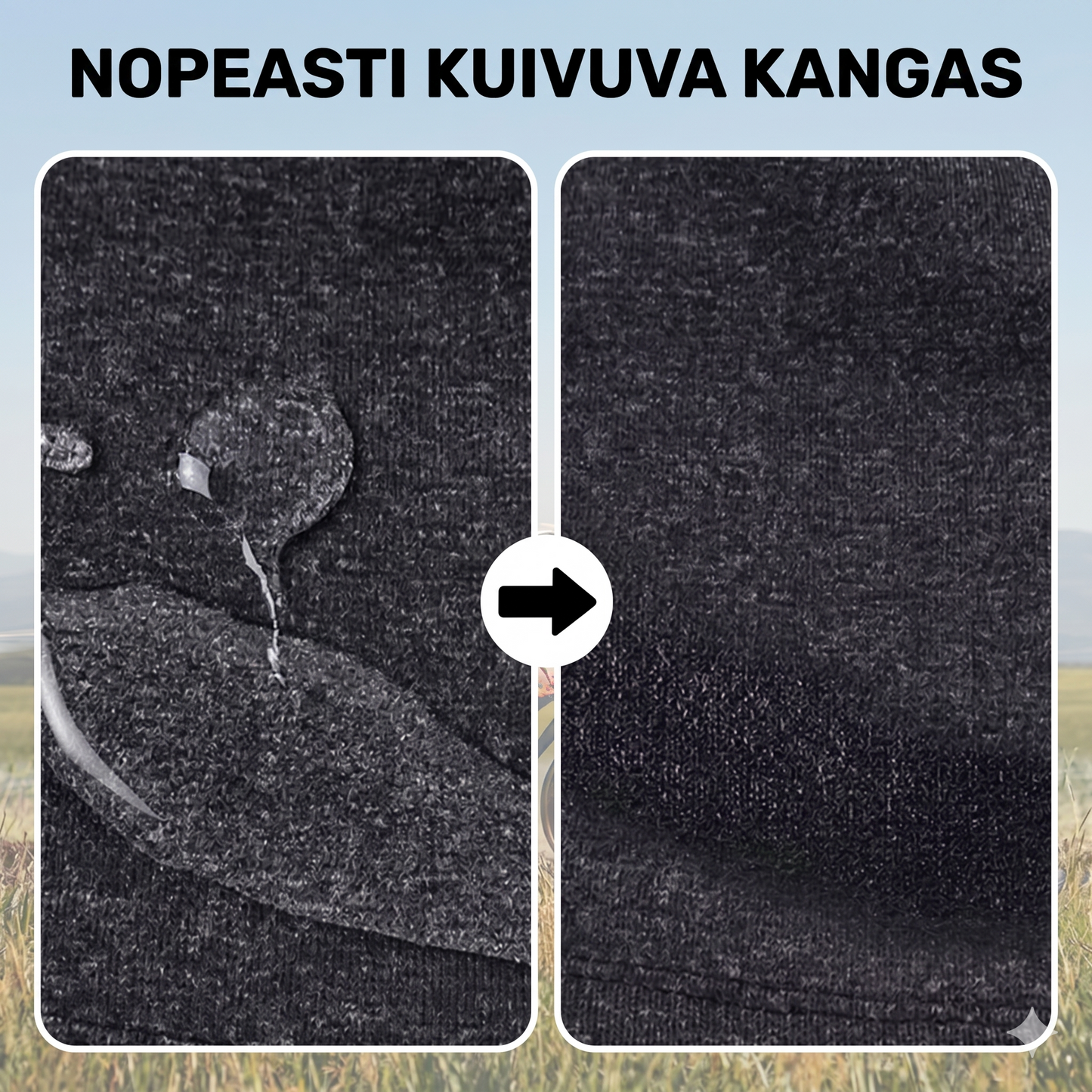 Tuulenpitävä kokokasvomaski, nopeasti kuivuva ja aurinkosuojattu