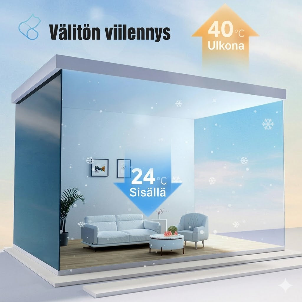 Yksisuuntainen lämpöä eristävä näkösuojakalvo