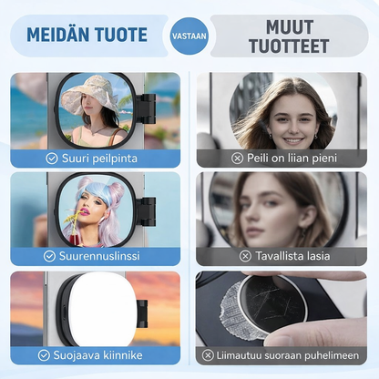 3-in-1 puhelinteline, peili ja magneettinen selfie-täytevalo