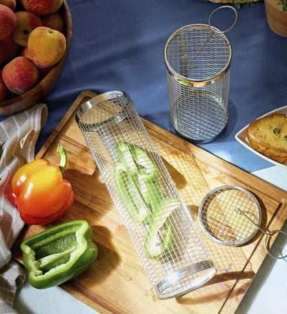 Ruostumaton teräksinen rillikori grillaukseen