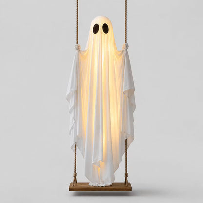 LED-valoilla varustettu roikkuva kummituskeinu Halloweeniksi