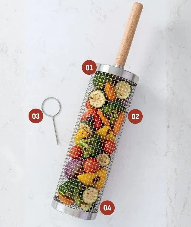 Ruostumaton teräksinen rillikori grillaukseen