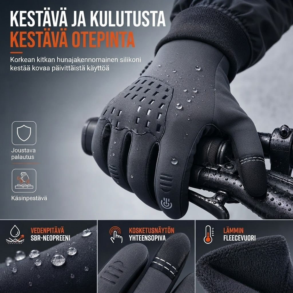 Lämpimät lämpökäsineet kosketusnäytölle ja liukumattomalla otteella