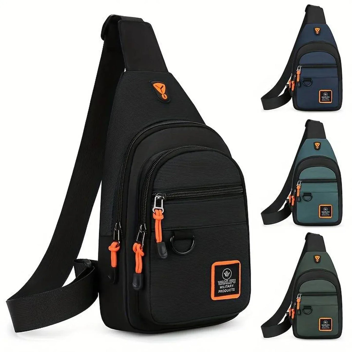 Vedenpitävä crossbody-laukku useilla taskuilla