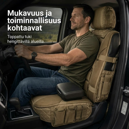 Taktiset auton istuinsuojat säilytystaskuilla