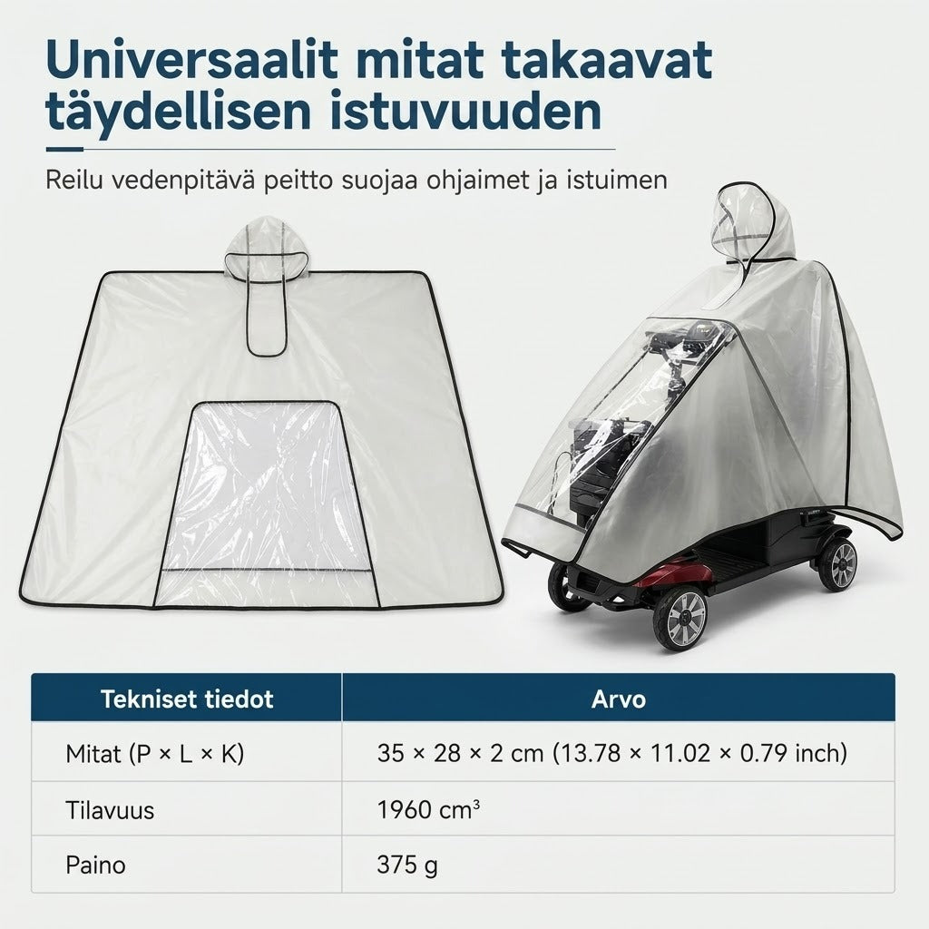 Erittäin suuri vedenpitävä PVC-sadesuoja sähköskoottereihin