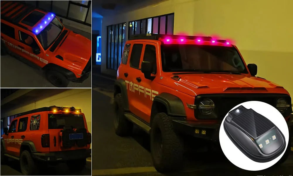Aurinkokennokäyttöinen RGB-kattoautoilulamppu