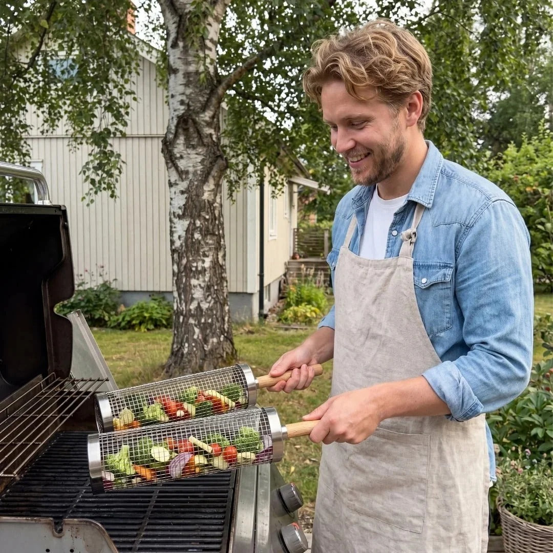 Ruostumaton teräksinen rillikori grillaukseen