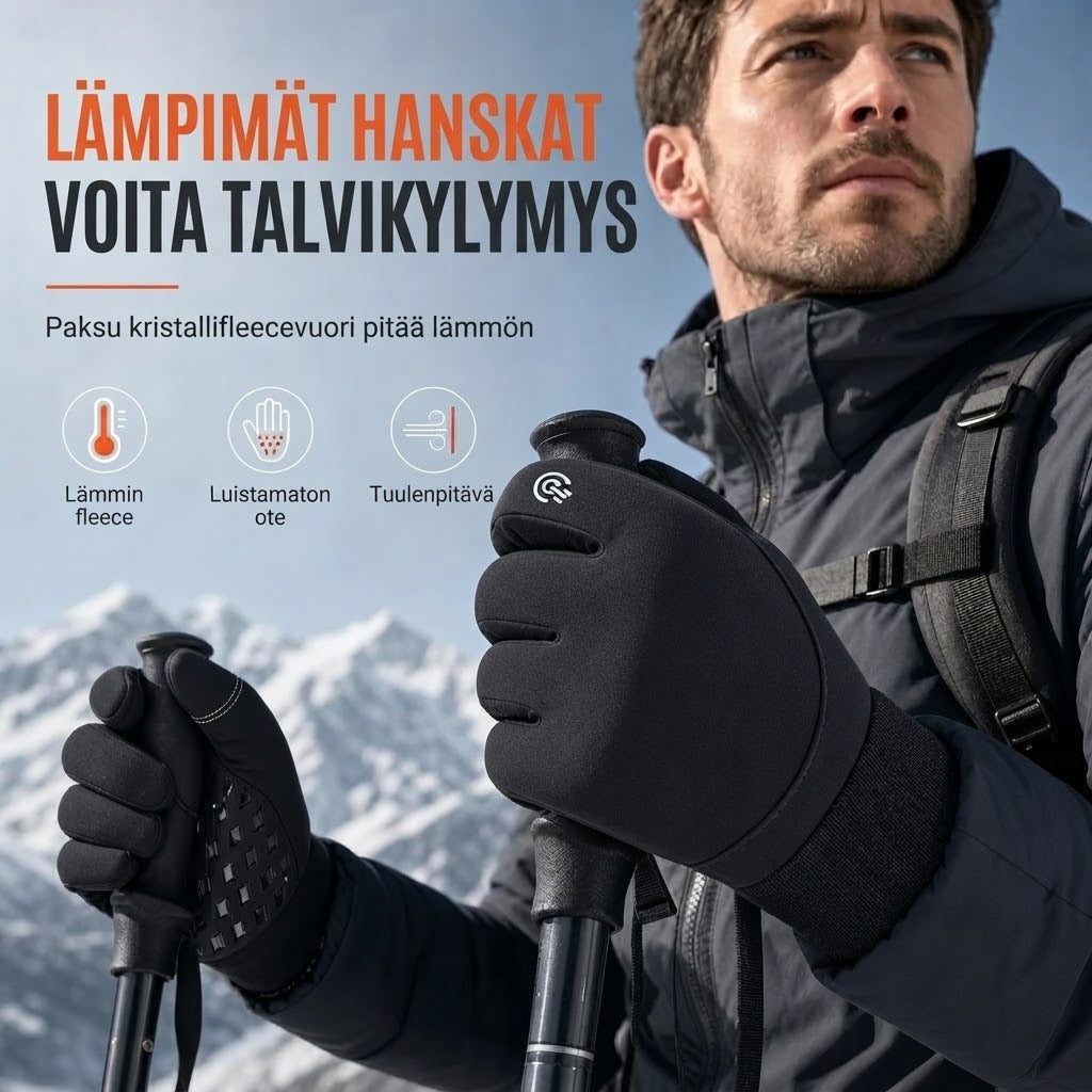 Lämpimät lämpökäsineet kosketusnäytölle ja liukumattomalla otteella
