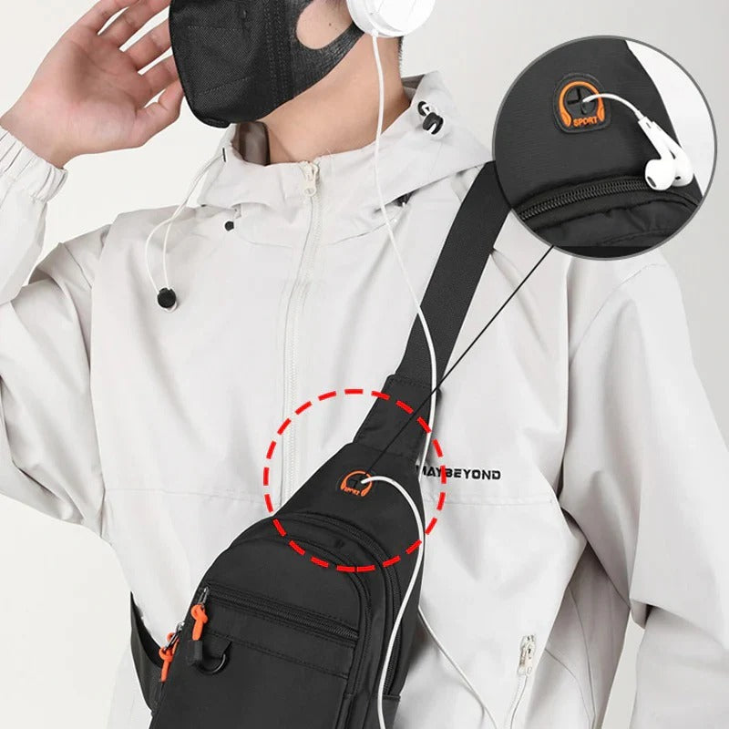 Vedenpitävä crossbody-laukku useilla taskuilla