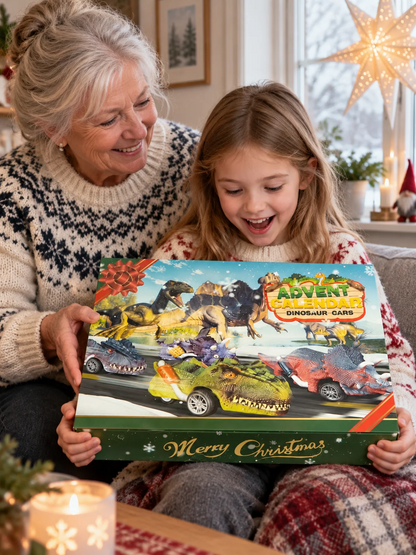 Dinosaurus-kilpa-autojen adventtikalenteri lapsille