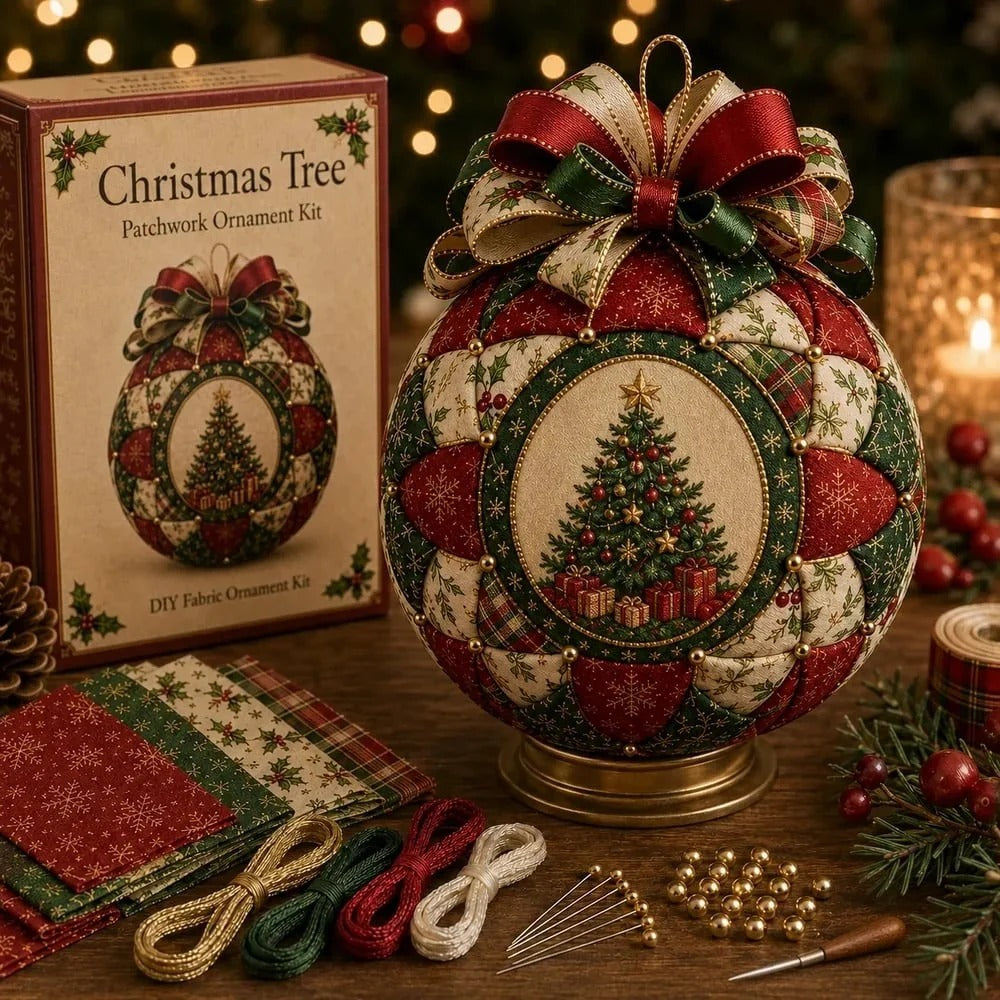 DIY-joulupallojen tilkkutyösetti
