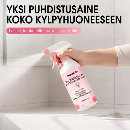 Kylpyhuoneen puhdistussuihke kalkkisaostumien ja saippuajäämien poistoon