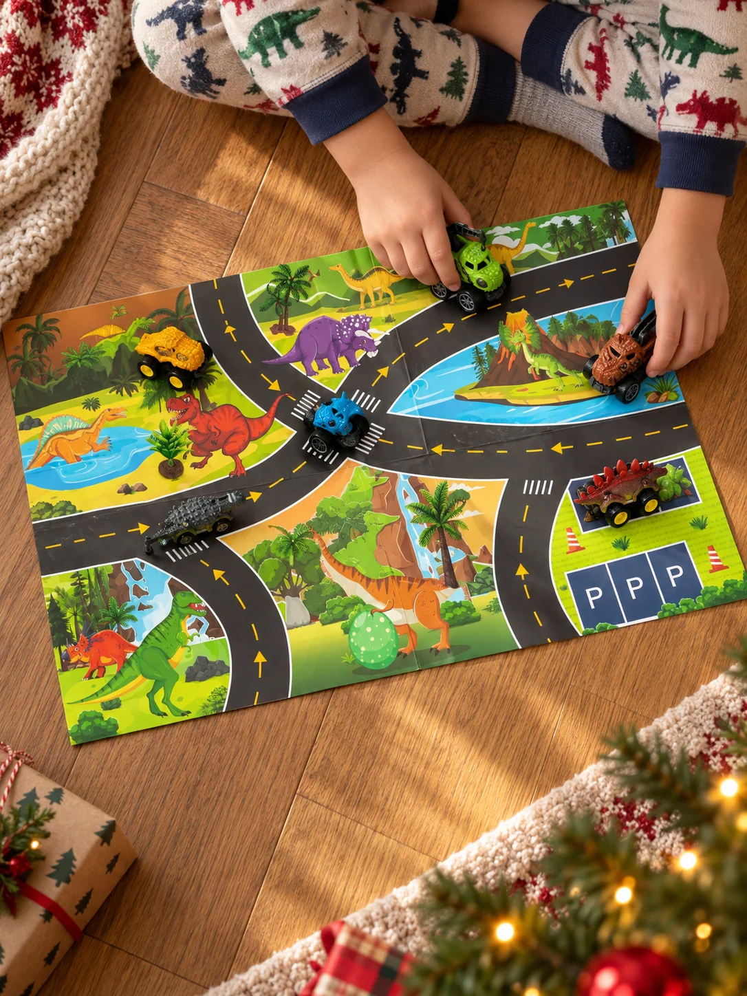 Dinosaurus-kilpa-autojen adventtikalenteri lapsille