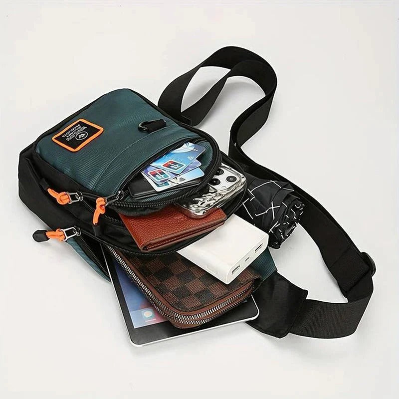 Vedenpitävä crossbody-laukku useilla taskuilla