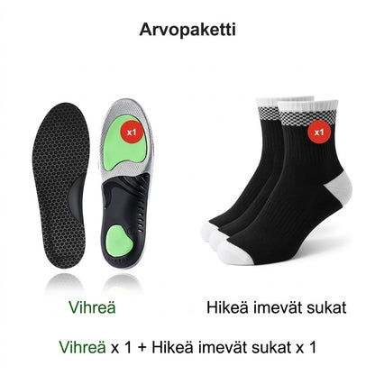 Iskunvaimentavat urheilupohjalliset jalkaholvin tuella