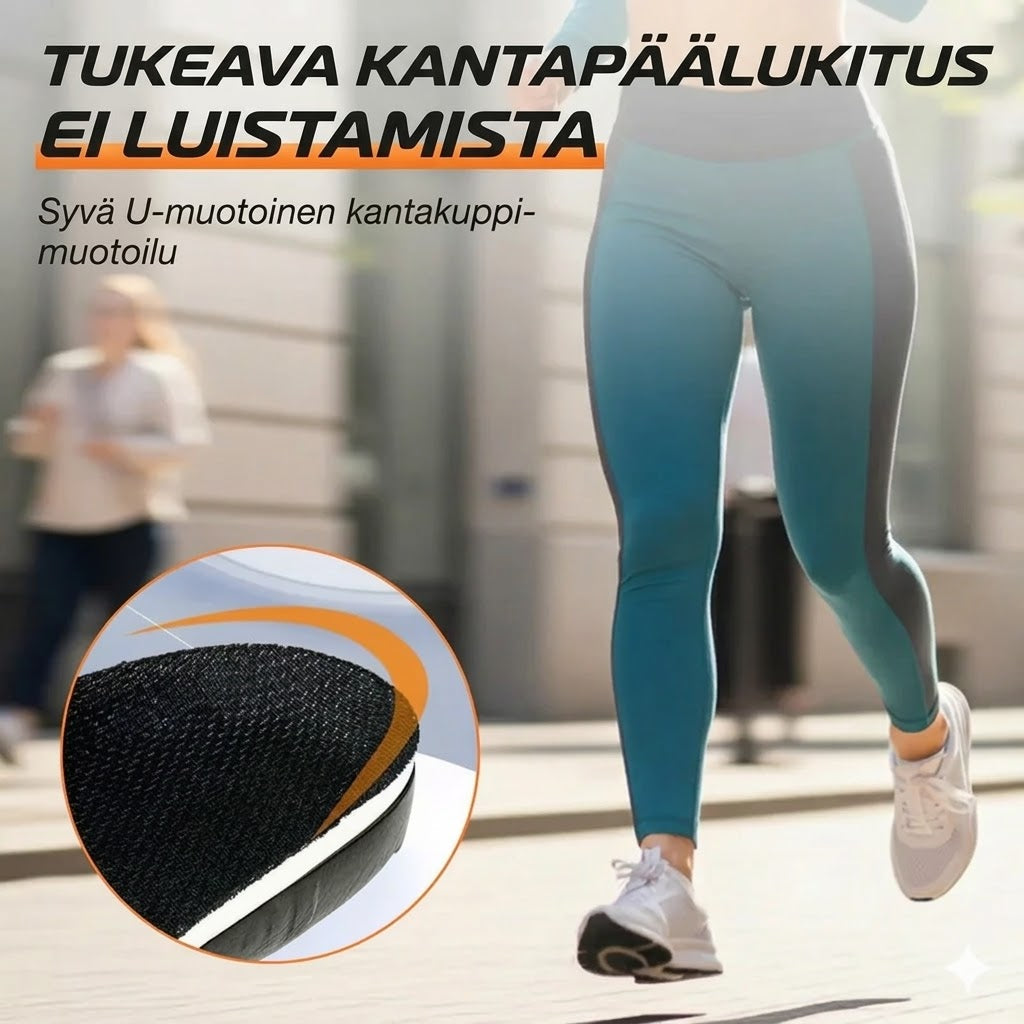 Iskunvaimentavat urheilupohjalliset jalkaholvin tuella