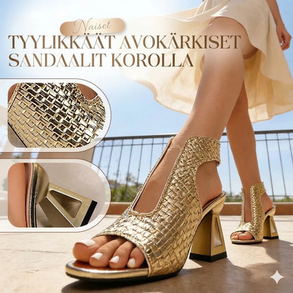 Tyylikkäät naisten peep-toe-korkosandaalit