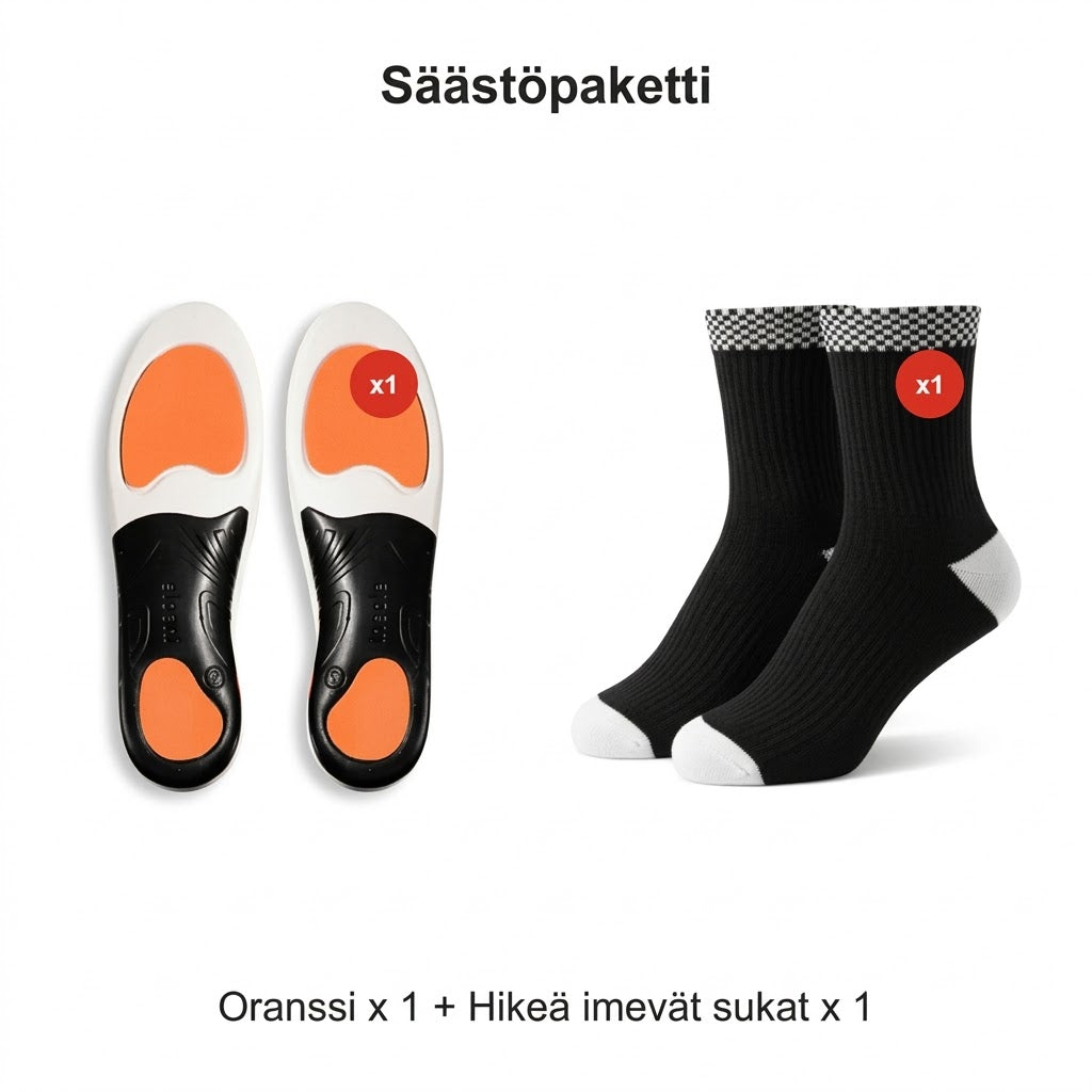 Iskunvaimentavat urheilupohjalliset jalkaholvin tuella